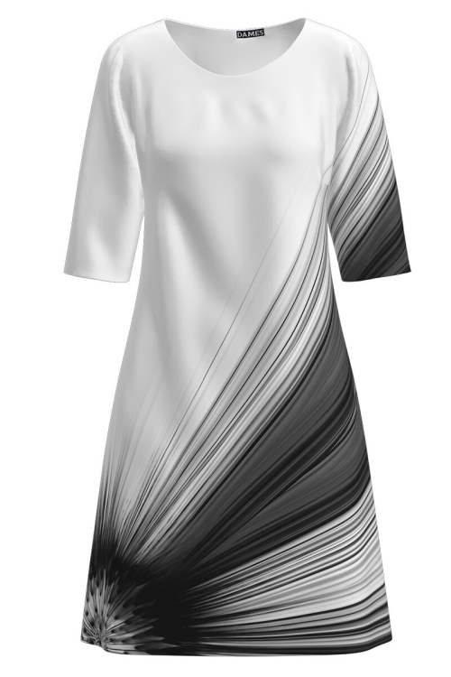 Rochie casual alb negru imprimata cu model grafic CMD2272 - Img 2