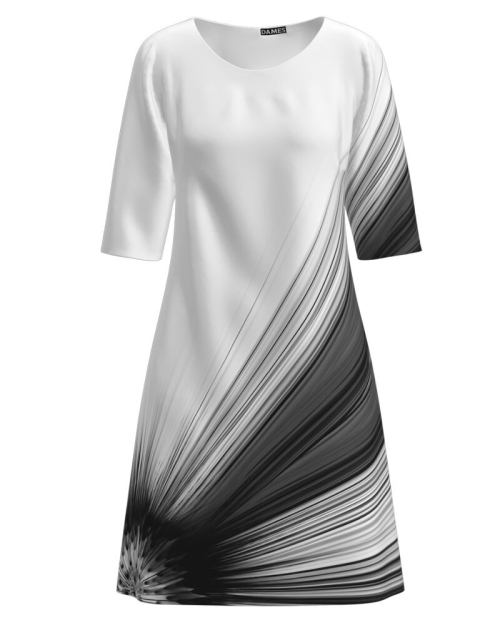 Rochie casual alb negru imprimata cu model grafic CMD2272 - Img 1