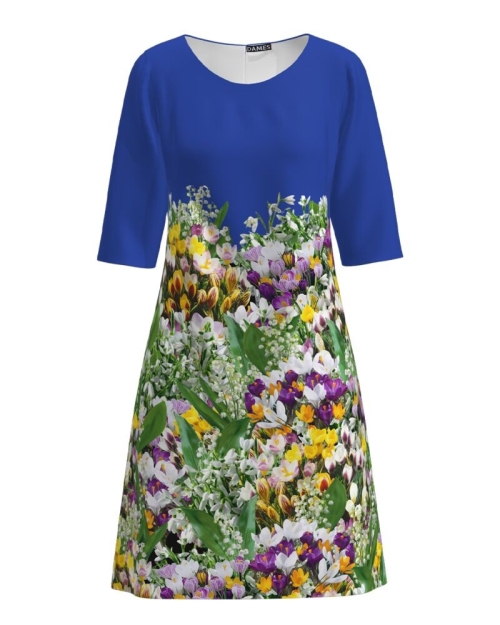 Rochie casual albastra imprimata Branduse CMD2630 - Img 1