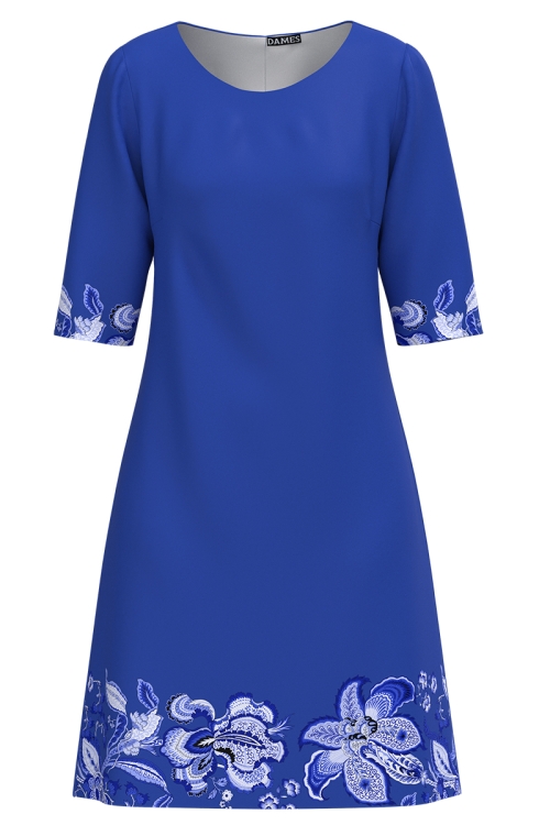 Rochie casual albastra imprimata traditional SS25