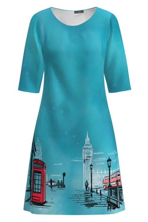 Rochie casual bleu imprimata digital Londra CMD2600 - Img 2