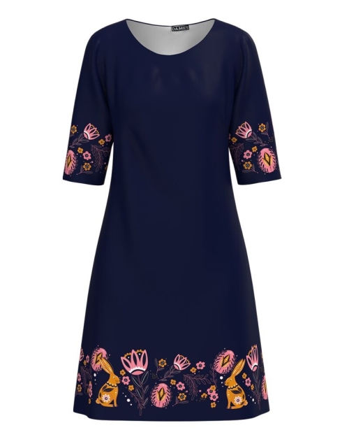 Rochie casual bleumarin imprimata Iepurasi CMD4006