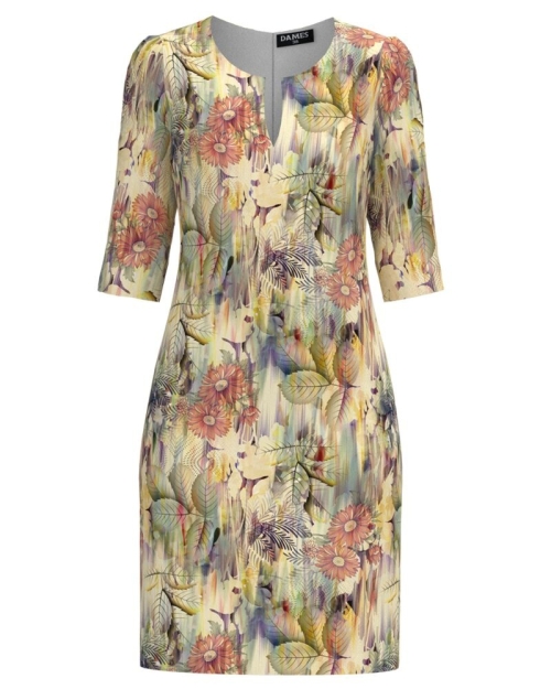 Rochie casual cu decolteu lacrima imprimata floral