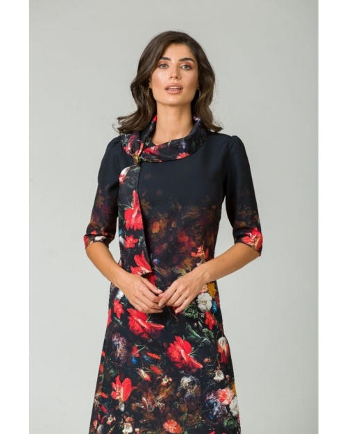 Rochie casual cu maneca imprimata digital floral Buchet CMD201 - Img 7