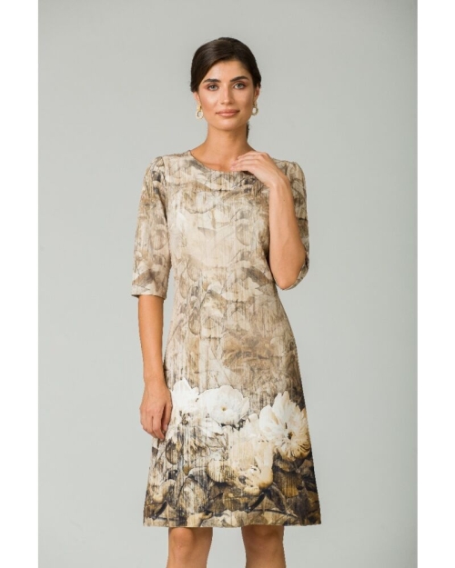 Rochie casual cu maneca imprimata digital floral Bujori CMD214 - Img 4