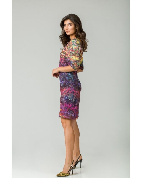 Rochie casual cu maneca imprimata digital model floral CMD155 - Img 6