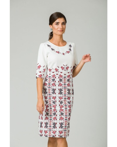 Rochie casual cu maneca imprimata digital traditional CMD211 - Img 3