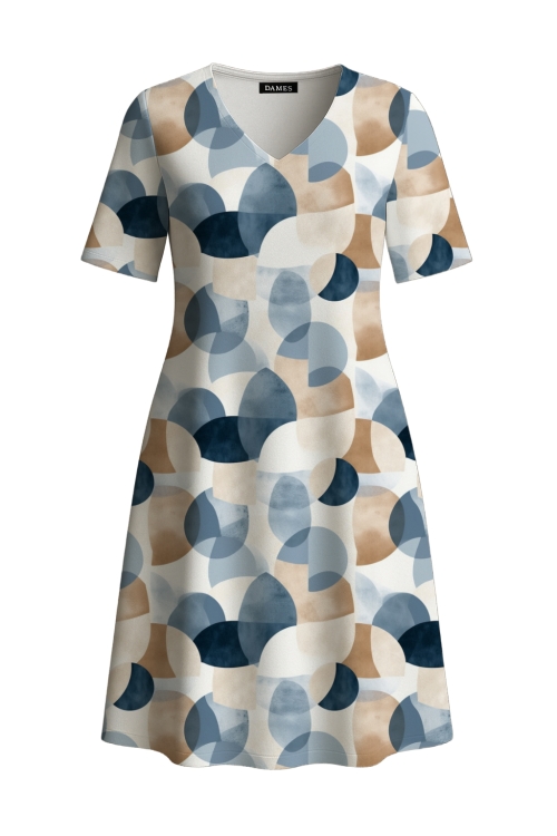 Rochie casual de vara cu buzunare imprimata geometric