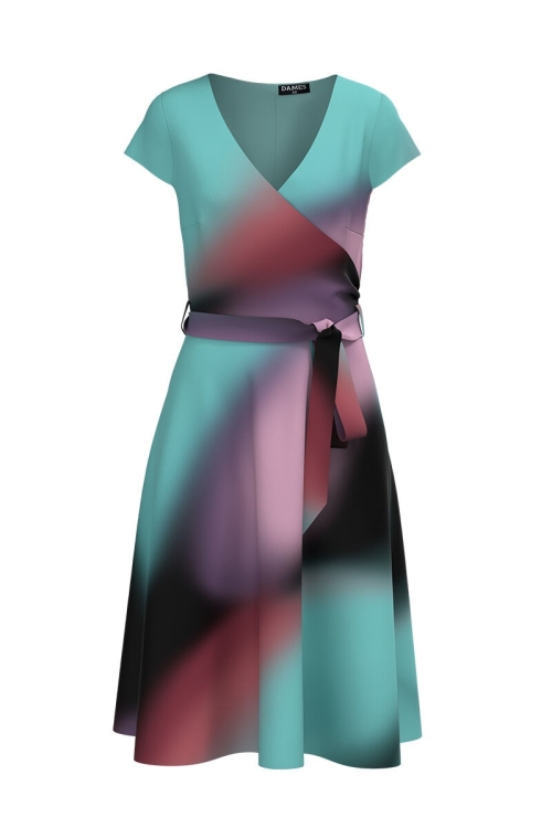 Rochie casual de vara cu maneca scurta imprimata multicolor CMD878 - Img 2