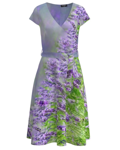 Rochie casual de vara cu maneca scurta si imprimeu Lavanda CMD1007 - Img 1