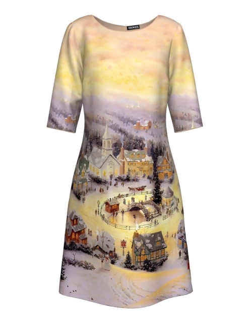 Rochie casual degrade imprimata Craciun CMD302 - Img 1