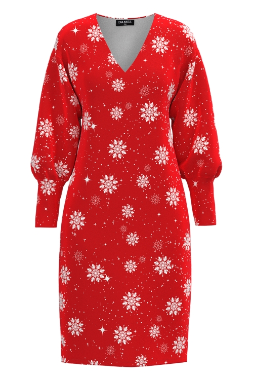 Rochie casual din catifea cu imprimeu stelute de gheata