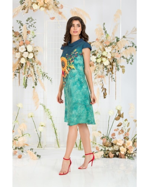 Rochie casual imprimata digital Floarea soarelui CMD705 - Img 2