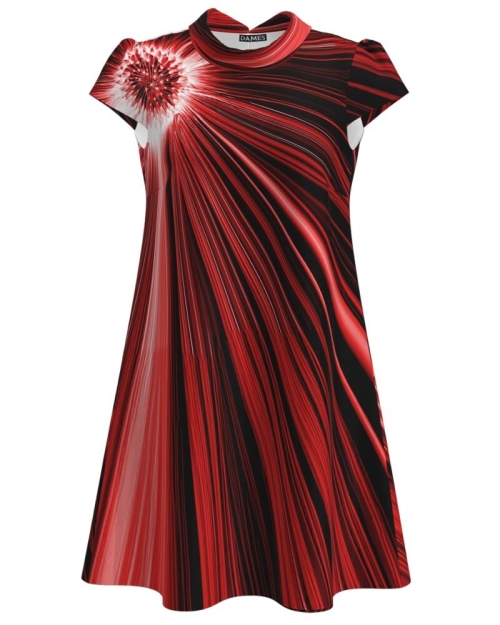 Rochie casual imprimata in nuante de rosu CMD4481