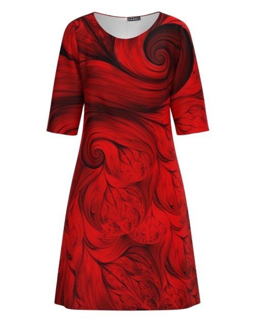 Rochie casual imprimata in nuante de rosu CMD4717