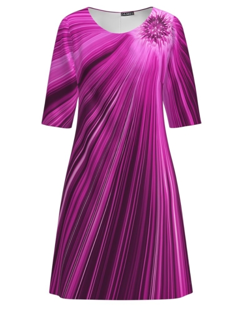 Rochie casual imprimata in nuante de roz CMD3516 - Img 1