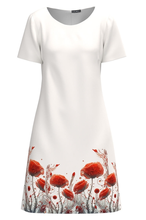 Rochie casual ivory imprimata cu model Maci CMD4214 - Img 2