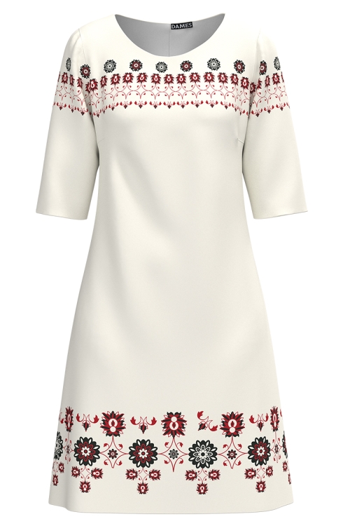 Rochie casual ivory imprimata traditional SS25