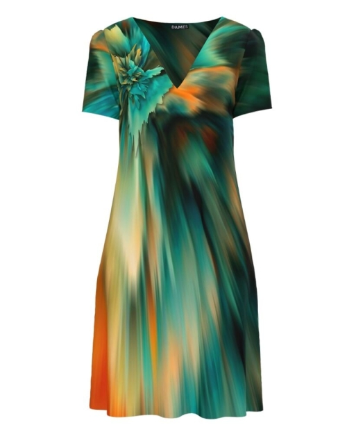 Rochie casual lejera de vara imprimată in nuante de verde CMD4539