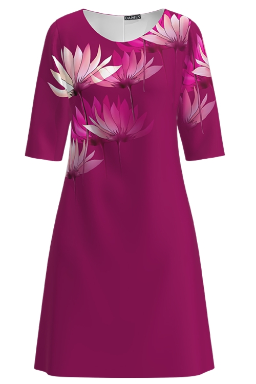 Rochie casual magenta imprimata floral