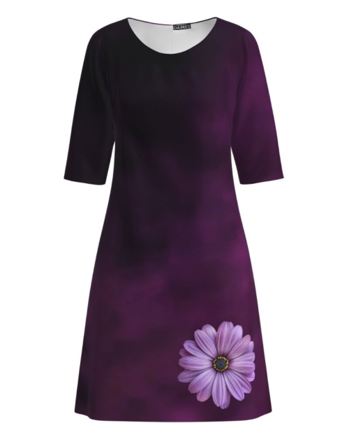 Rochie casual mov imprimata cu model floral CMD2262 - Img 1
