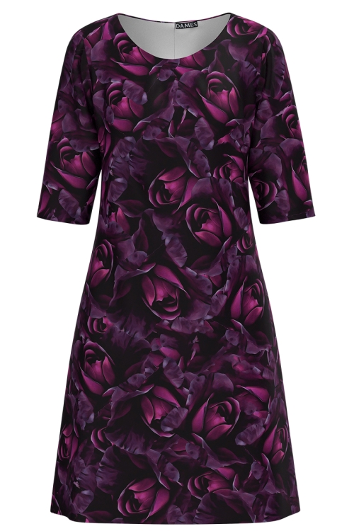 Rochie casual mov imprimata digital