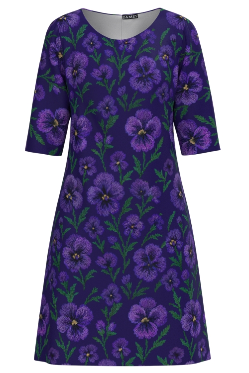 Rochie casual mov imprimata floral