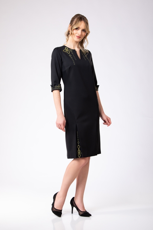 Rochie casual neagra cu detalii imprimate Infinit - Img 4