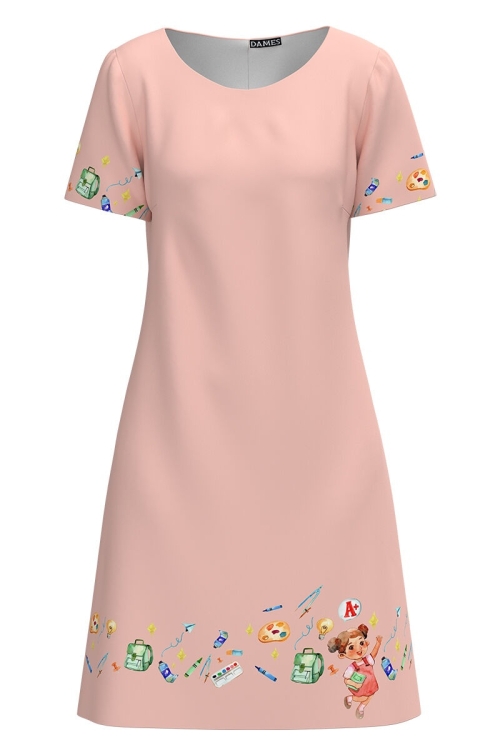 Rochie casual roz imprimata Back To School CMD2996 - Img 2