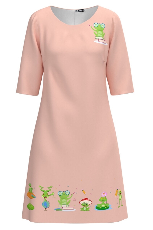 Rochie casual roz imprimata broscute Back to school CMD3136 - Img 2