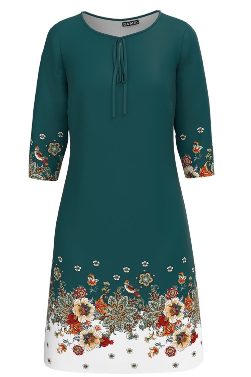 Rochie casual verde imprimata cu model floral CMD1279 - Img 2