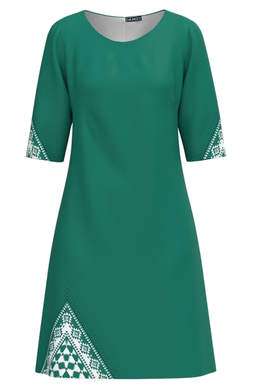 Rochie casual verde imprimata traditional