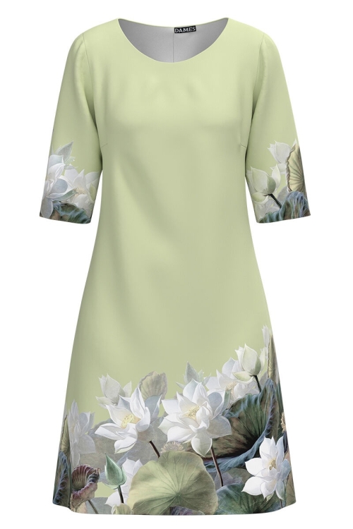 Rochie casual vernil imprimata cu model floral Nuferi CMD2087 - Img 2