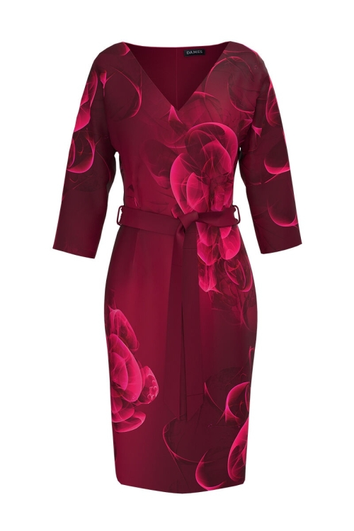 Rochie casual Viva Magenta imprimata cu model floral - Img 2