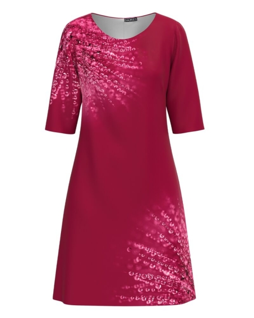 Rochie casual Viva Magenta imprimata picaturi de roua CMD3656