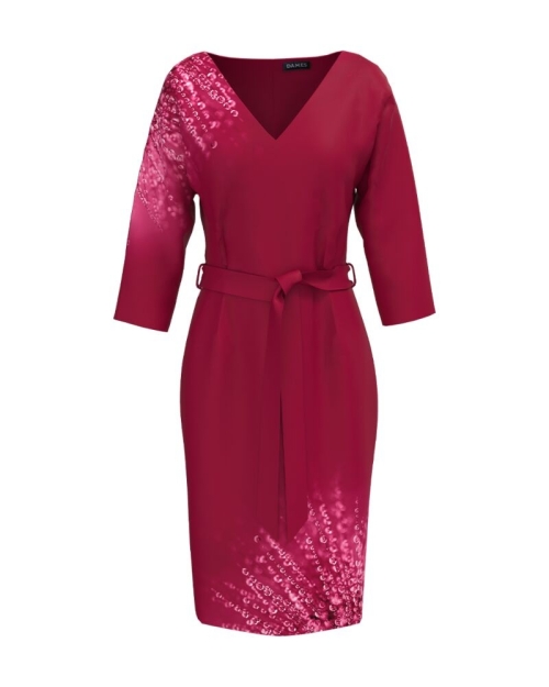 Rochie casual Viva Magenta imprimata Picaturi de roua CMD4119 - Img 1