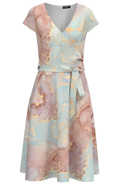 Rochie de vara cu maneca scurta imprimata Pastel - Img 2