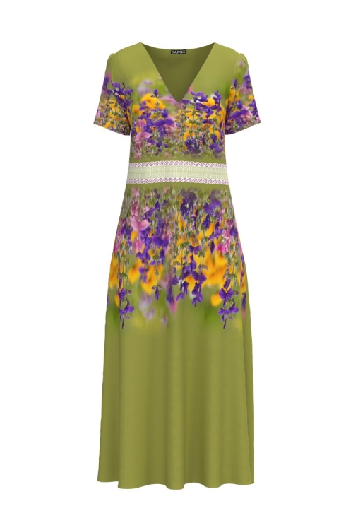 Rochie de vara imprimata Floral lunga cu buzunare CMD955 - Img 2