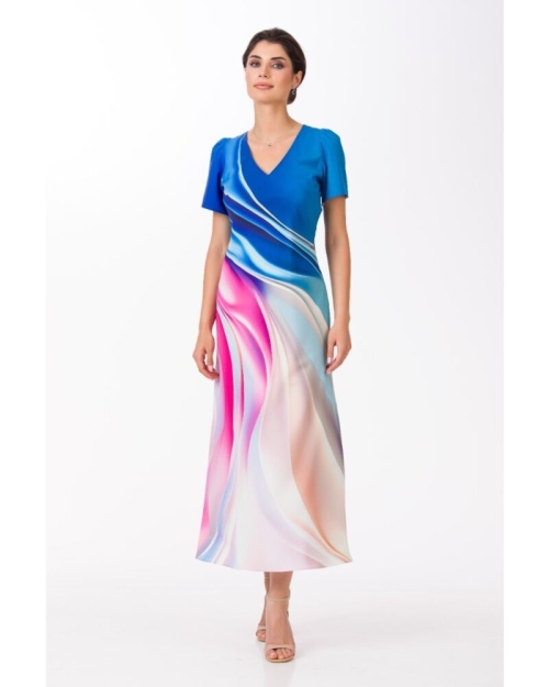 Rochie de vara lunga cu buzunare imprimata multicolor SS24 - Img 3