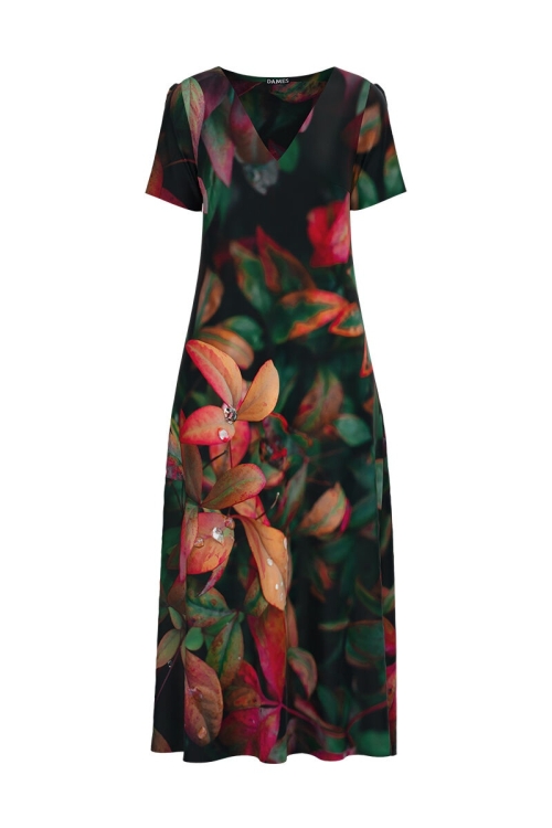 Rochie de vara multicolora lunga cu buzunare imprimata digital Floral CMD720 - Img 2