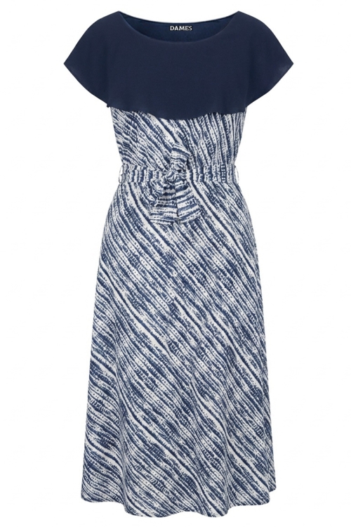 Rochie din vascoza fina cu guler in contrast