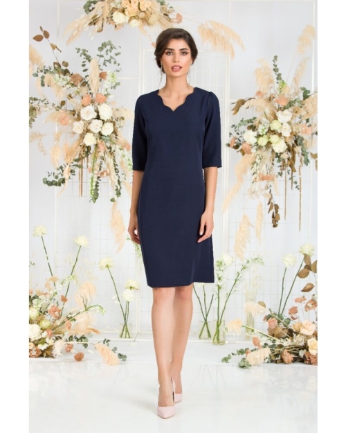 Rochie eleganta bleumarin cu maneca trei sferturi - Img 2