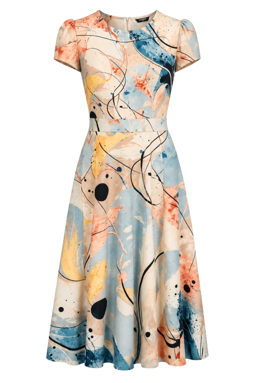 Rochie eleganta cu buzunare multicolor Armonie Artistica