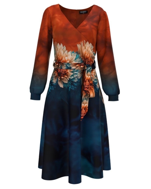 Rochie eleganta cu maneca lunga imprimata cu model floral