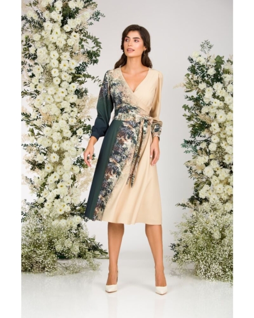 Rochie eleganta cu maneca lunga imprimata digital CMD1488 - Img 3