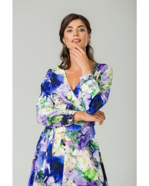 Rochie eleganta cu maneca lunga imprimata floral Anemone CMD235 - Img 1