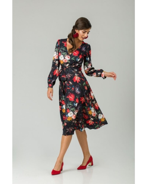 Rochie eleganta cu maneca lunga imprimata Floral CMD229 - Img 3