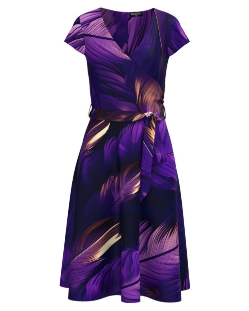 Rochie eleganta de vara cu maneca scurta imprimata albastru violet CMD4353 - Img 1