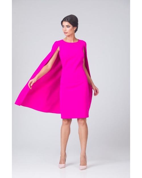 Rochie eleganta fucsia cu pelerină CMD4881 - Img 1