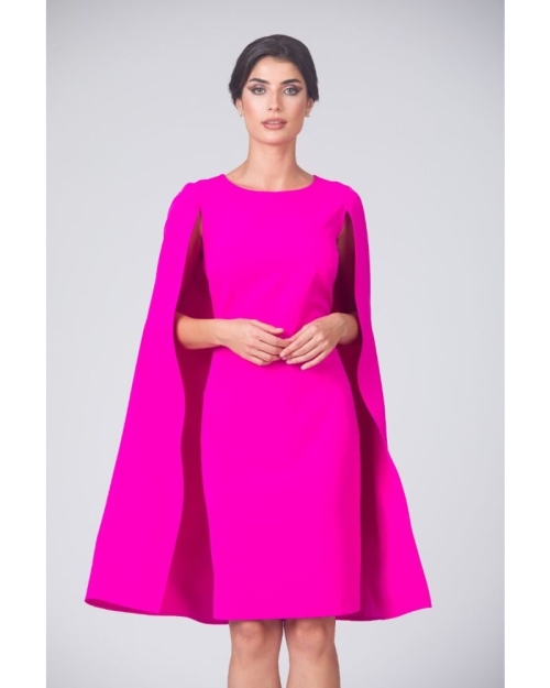 Rochie eleganta fucsia cu pelerină CMD4881 - Img 2